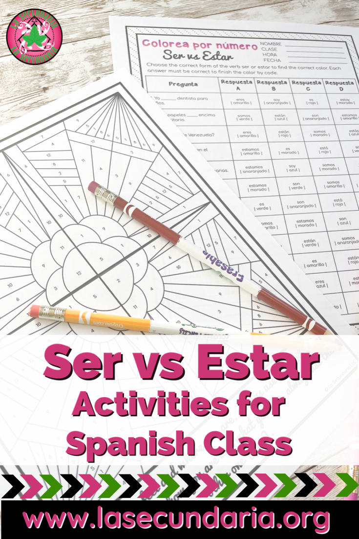 Ser Vs Estar Activities For Spanish Class - La Secundaria